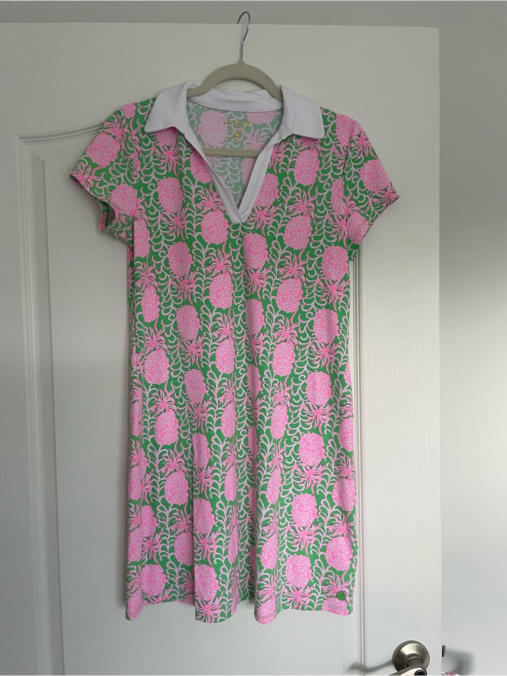 Lilly Pulitzer Green & Pink Pineapple Polo Midi Dress